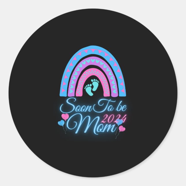 Sticker Rond Bientôt être maman nouveau bébé date d'échéance (Devant)