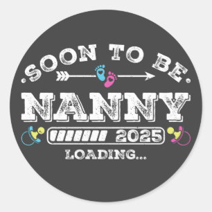 Sticker Rond Bientôt être Nanny 2025 Chargement