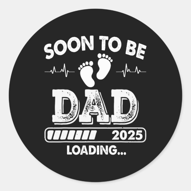 Sticker Rond Bientôt Être Papa 2025 Chargement Promu Père (Devant)