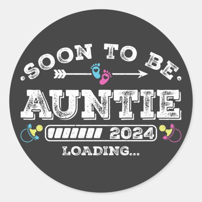 Sticker Rond Bientôt être Tante 2024 Chargement (Devant)