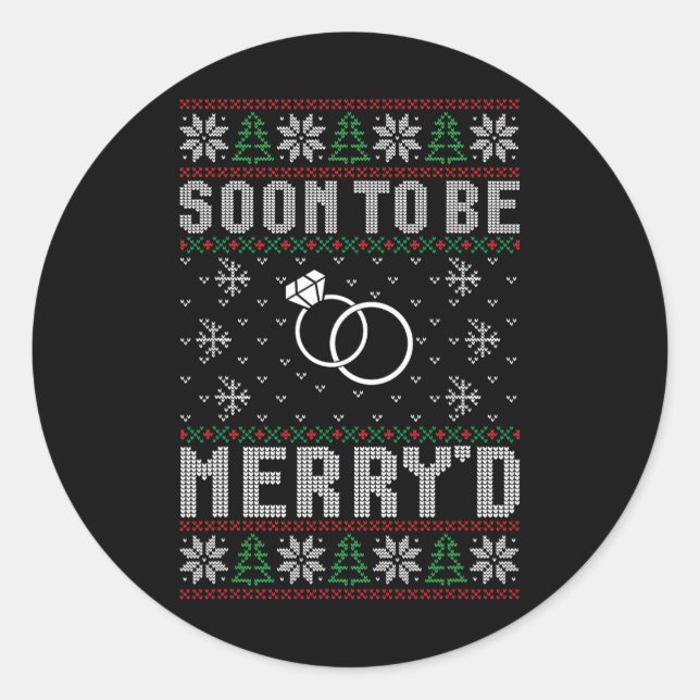 Sticker Rond Bientôt Mariée Joyeux Noël Mariée Marié C (Devant)