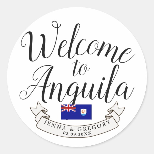 Sticker Rond Bienvenue à Anguilla | Destination Faveur Mariage (Devant)