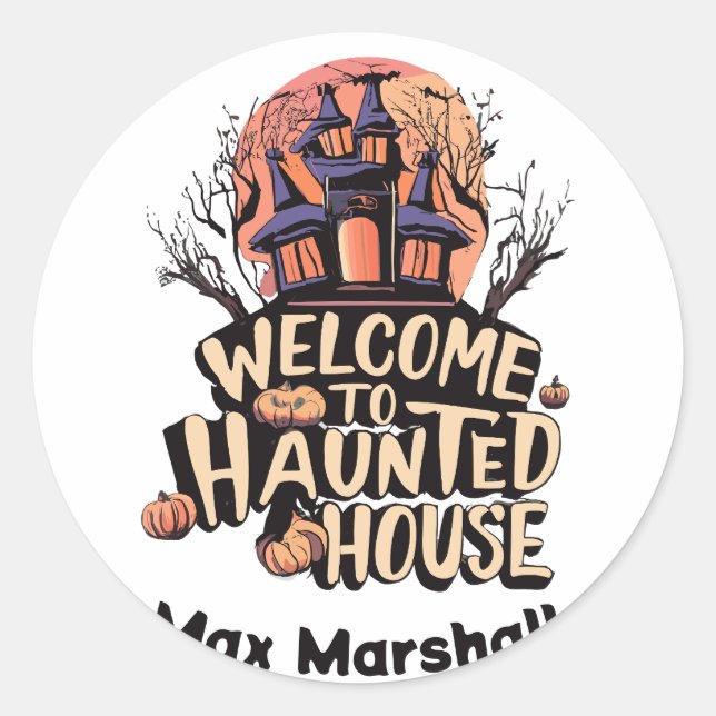 Sticker Rond Bienvenue à Haunted House - Ghoulish Gatherings (Devant)