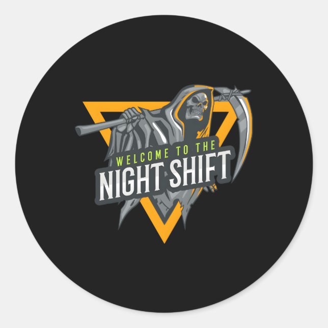 Sticker Rond Bienvenue À La Nuit Shift Swagazon Associé Nuit (Devant)