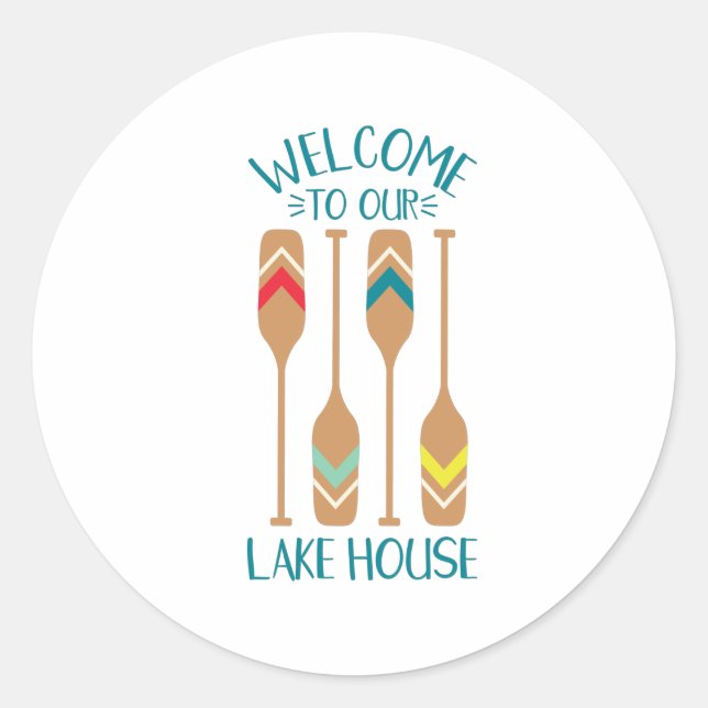 Sticker Rond Bienvenue À Lake House (Devant)