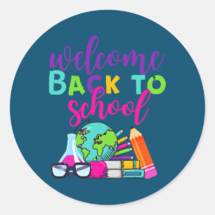 Sticker Rond Bienvenue À L'École Avec Design Pour Enseignant