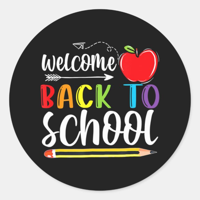 Sticker Rond Bienvenue À L'École Premier Jour De L'École Enseig (Devant)