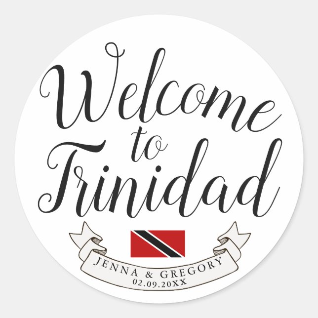 Sticker Rond Bienvenue à Trinidad | Destination Faveur Mariage (Devant)