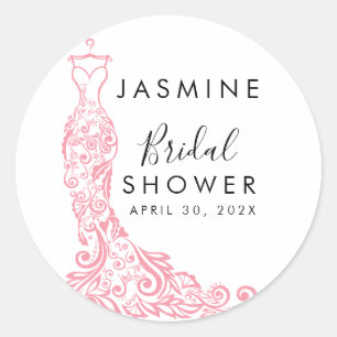 Sticker Rond Bienvenue à une élégante douche de mariée blanche 