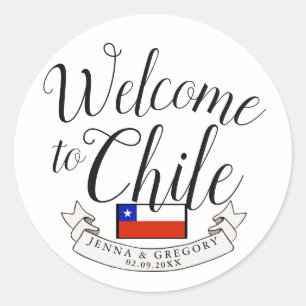 Sticker Rond Bienvenue au Chili   Personnalisation du mariage d