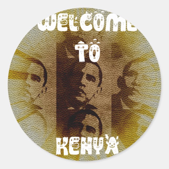 Sticker Rond Bienvenue au Kenya avec Obama Collage (Devant)