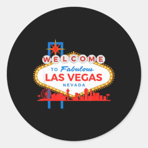 Sticker Rond Bienvenue au panneau iconique de Las Vegas Nevada 