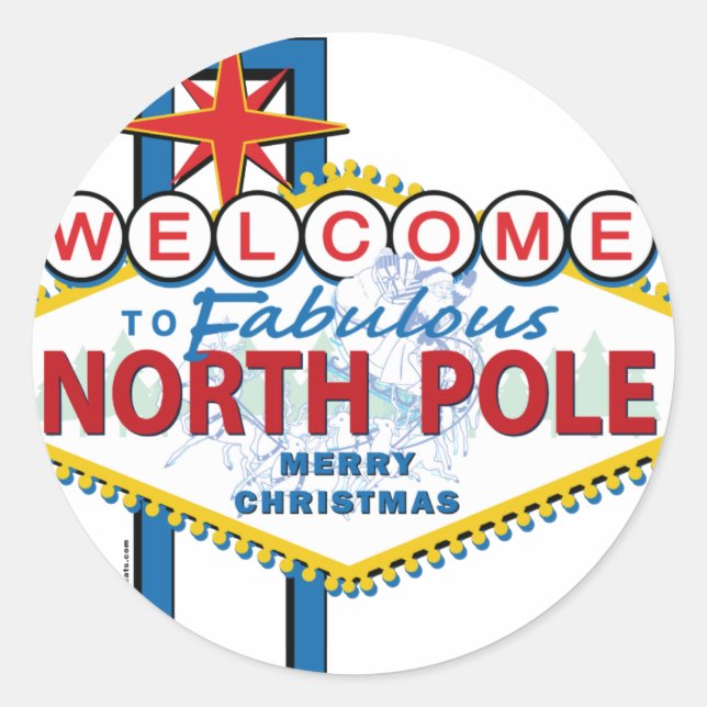 Sticker Rond Bienvenue au pôle Nord fabuleux (Devant)