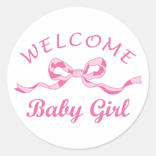 Sticker Rond Bienvenue bébé fille (Devant)