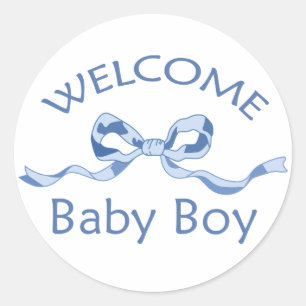 STICKER ROND BIENVENUE BÉBÉ GARÇON