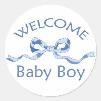 STICKER ROND BIENVENUE BÉBÉ GARÇON