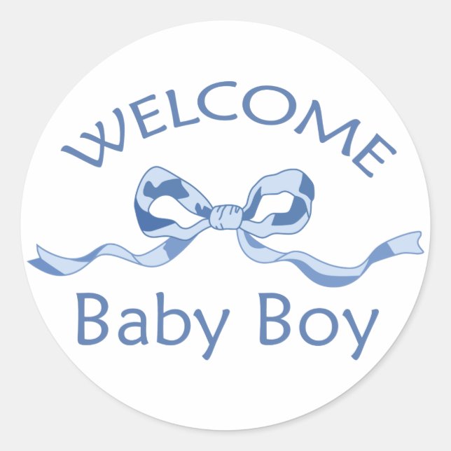 STICKER ROND BIENVENUE BÉBÉ GARÇON (Devant)