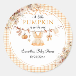 Sticker Rond Bienvenue Citrouille Girl Baby shower d'automne mo
