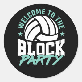 Sticker Rond Bienvenue dans le jeu de volley-ball Funny Party B