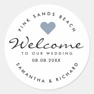 Sticker Rond Bienvenue Dans Notre Nom De Destination Mariage