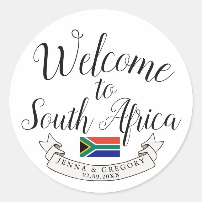 Sticker Rond Bienvenue en Afrique du Sud | Mariage de destinati (Devant)