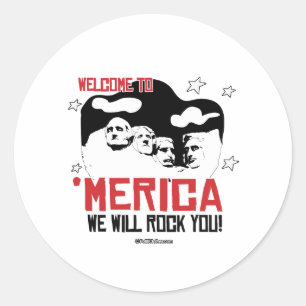 Sticker Rond Bienvenue en Amérique - Nous vous roquerons