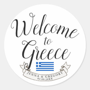 Sticker Rond Bienvenue en Grèce   Destination Faveur Mariage