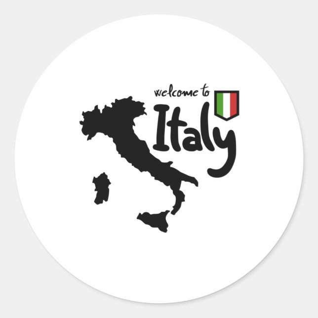 Sticker Rond Bienvenue en Italie (Devant)