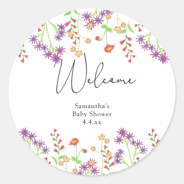 Sticker Rond Bienvenue fleur sauvage (Devant)