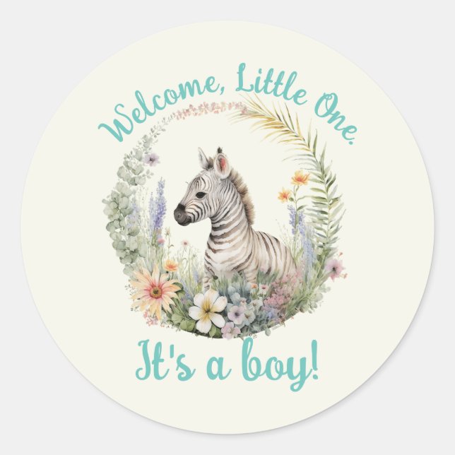 Sticker Rond Bienvenue, Little One Faire-part de naissance/Baby (Devant)
