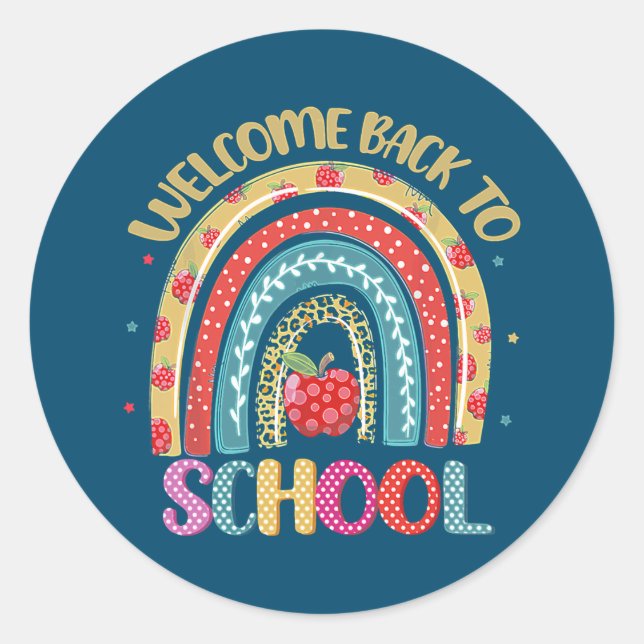 Sticker Rond Bienvenue Retour À L'École Étudiant Vie Boho (Devant)