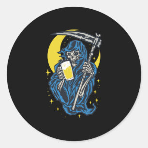 Sticker Rond Bière à bière à rabat Grim