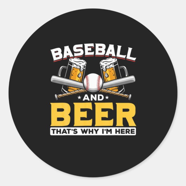 Sticker Rond Bière Boveur Baseball Bière Humour Anniversaire (Devant)