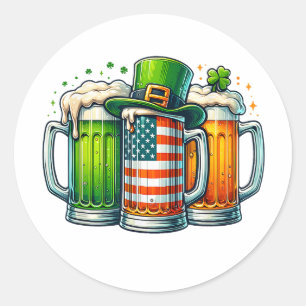 Sticker Rond Bière Irlandaise Irlande Fête de la Saint-Patrick 