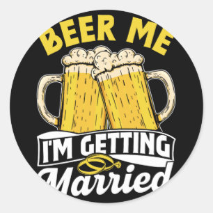 Sticker Rond Bière moi je me marie Groom Party mariée Bach