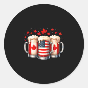 Sticker Rond Bière patriotique canada drapeau usa feuille d'éra