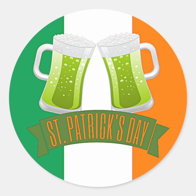 Sticker Rond Bière verte de la Saint Patrick (Devant)