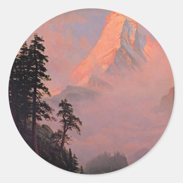 Sticker Rond Bierstadt - Lever du soleil sur le Cervin (Devant)