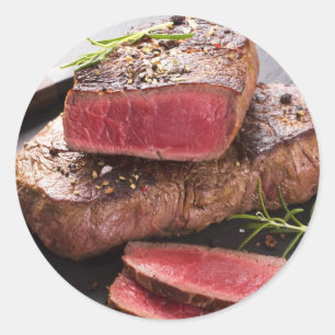 Sticker Rond Bifteck de boeuf