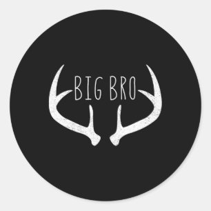 Sticker Rond Big Brother Shirt - Garçons Deer Antlers Chasse
