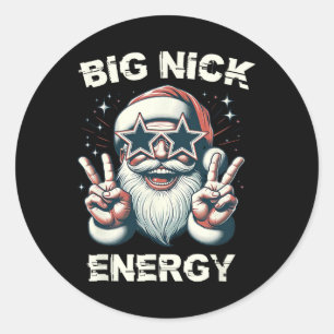 Sticker Rond Big Nick Energy Funny Père Noël Noël