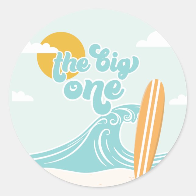 Sticker Rond Big One Surf Beach 1er anniversaire (Devant)