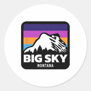 Sticker Rond Big Sky Montana Ski Snowboard Famille Ski
