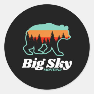 Sticker Rond Big Sky Montana Ski Snowboard Ours