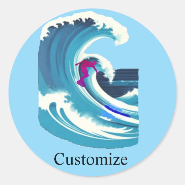 Sticker Rond Big Wave Surfer Thunder_Cove (Devant)