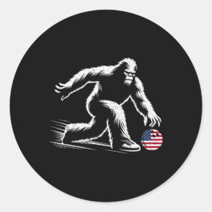 Sticker Rond Bigfoot Bowler, Drapeau américain américain