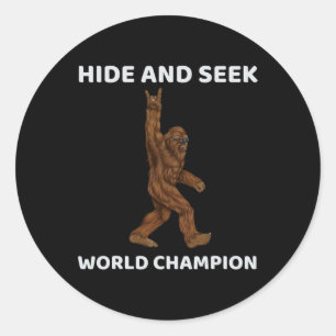 Sticker Rond Bigfoot Caché Et Chercher Champion Du Monde Amusan