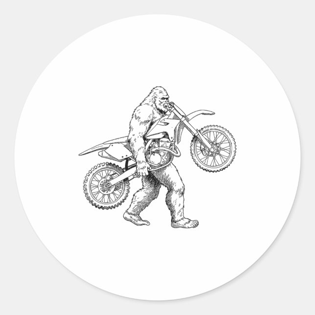 Sticker Rond Bigfoot Dirt Bike Sasquatch Biker  (Devant)