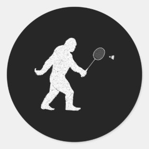 Sticker Rond Bigfoot Jouer Volant de badminton drôle Badminton
