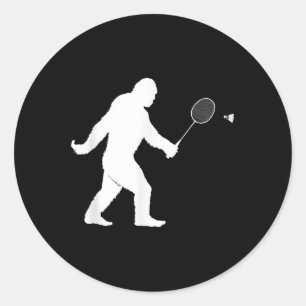 Sticker Rond Bigfoot Jouer Volant de badminton drôle Badminton